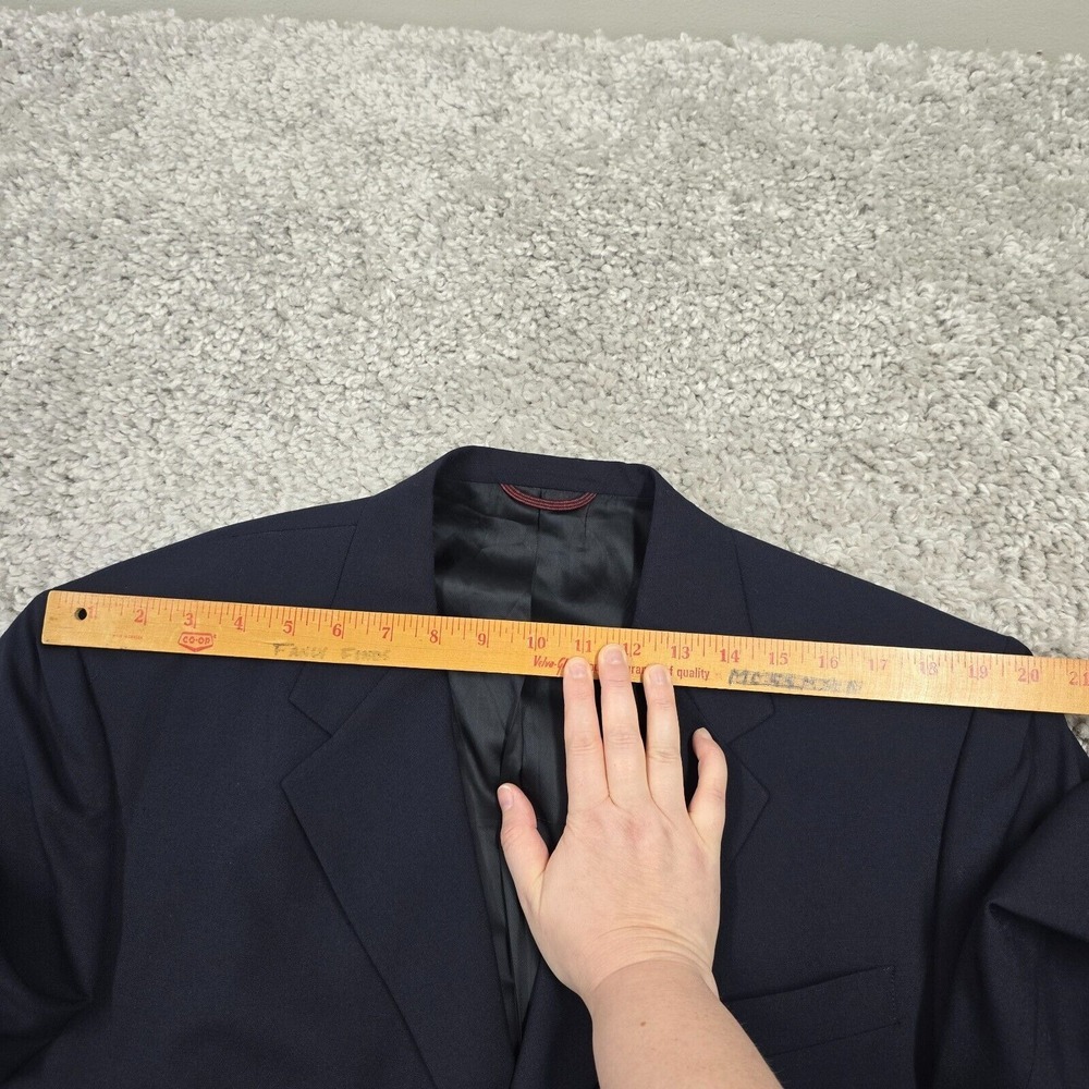 Hart Schaffner Marx Mens Wool Blazer 42L 3 Button Navy Business Formal - Picture 13 of 16